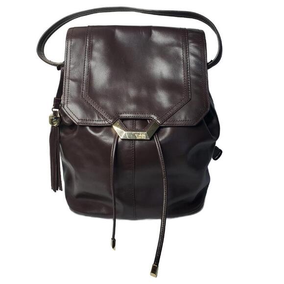 Dolce Vita Lucy Nappa Leather Backpack, Dark Brown Gold Accent - Picture 1 of 9